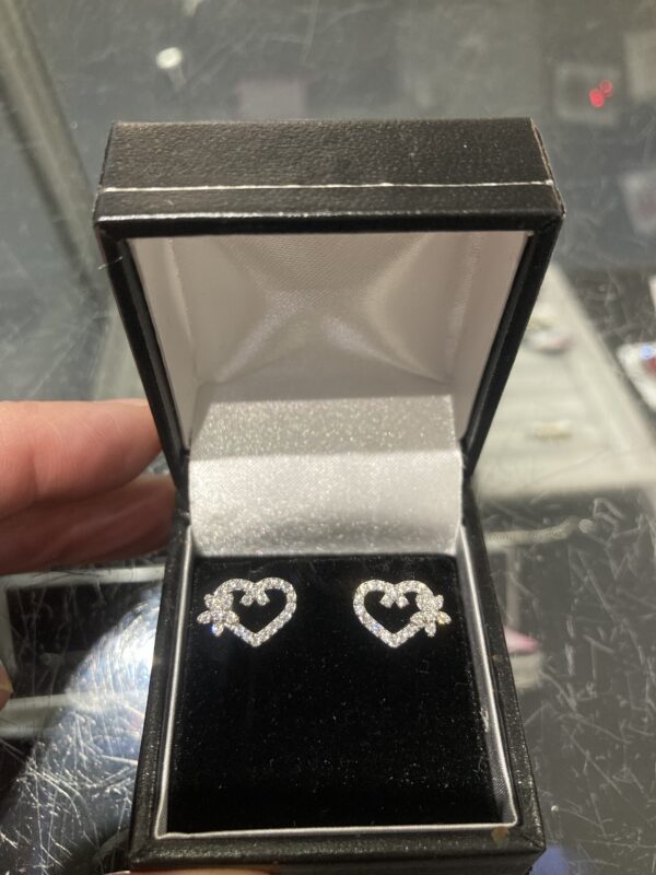 Sterling silver with cubic zirconia heart earrings - Image 3