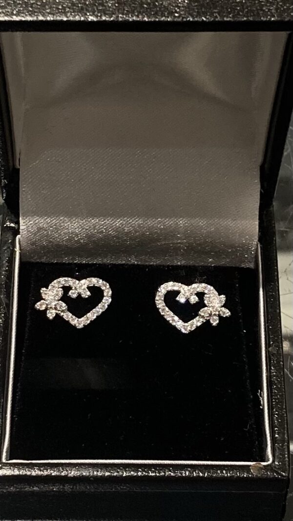 Sterling silver with cubic zirconia heart earrings