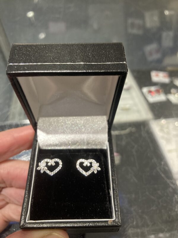 Sterling silver with cubic zirconia heart earrings - Image 2