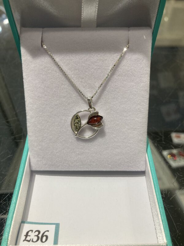 Sterling silver with Baltic amber pendant - Image 5