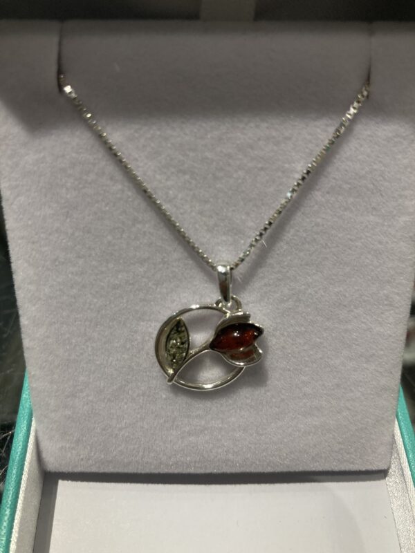 Sterling silver with Baltic amber pendant - Image 2