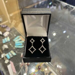 Double Rhombus Cubic Zirconia Sterling Silver Earrings