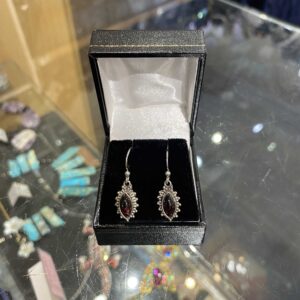 Oval Garnet Sterling Silver Earrings