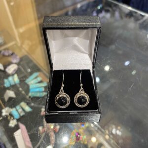 Round Onyx Sterling Silver Earrings