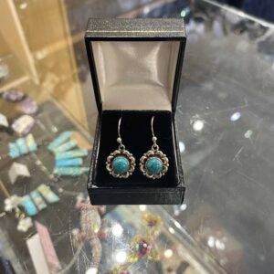 Round Turquoise Sterling Silver Earrings